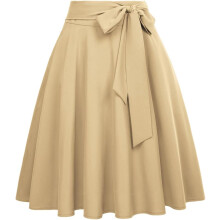 Damenrock Vintage Ausgestellt Elegant Stilvoll Khaki XL — a-linien rock, knielanger retro rock, belle poque mode