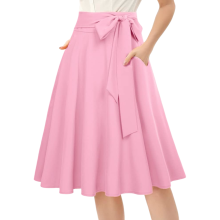 Damen Midi Rock Ausgestellt Elegant Vintage Modisch Rosa XL — a-linien rock, knielanger faltenrock, retro rock damen