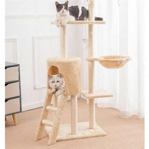 5-Layer Cat Climbing Frame – Sisal Scratching Post with Cat Nest & Jump Platforms