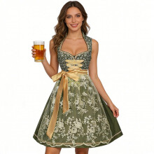 (green, XL) German Beer Dress Bavarian Traditional Clothing Oktoberfest Work Dress Dirndl for Women
