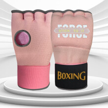 (One size fits all, Pink) Boxing Gloves Half Finger MMA Grappling Punching Bag Gloves for Men Women, Muay Thai Sparring Training Gear with Wraps