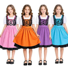 (blue, XS) Kids German Beer Festival Dirndl Dress Halloween Munich Oktoberfest Maid Costume for Girls