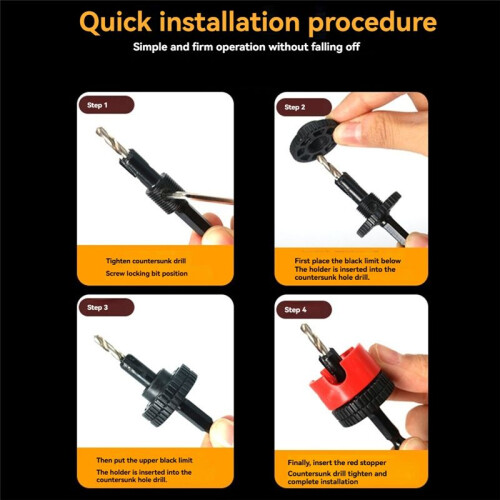 2PC Woodworking Limit Countersink Drill Non Slip Hexagonal Shank with Bearing Adjustable Step Drill Screw Opener