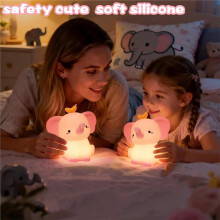 Siliconen OLifant Nachtlampje Oplaadbare Draagbare Slaapkamerlamp met Timer Dimbaar Leuk Kindercadeau Roze