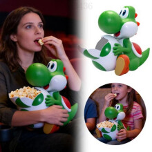 (25cm) Mario Galaxy Movie Dinosaur Popcorn Bucket Toy Collectible Figure Decor, Nintendo Film Merchandise