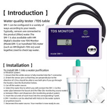 TDS Tester LCD Online Water Quality Meter 0-9990PPM Detection Water TDS Monitor Inlet Outlet Test for Pool Laboratory