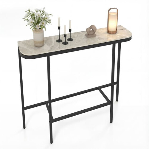 Consoletafel – Blad van imitatiemarmer, metalen frame, 110x30cm 1