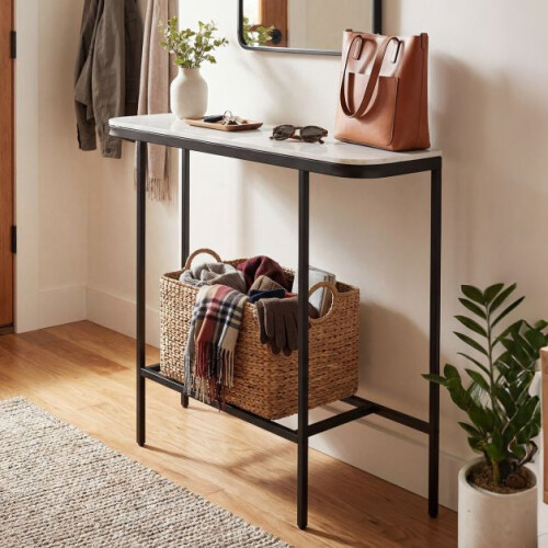 Consoletafel – Blad van imitatiemarmer, metalen frame, 110x30cm 2