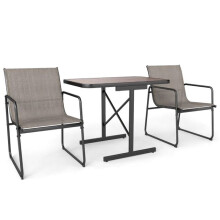 3-teiliges Bistro-Set für die Terrasse – Rechteckiger Tisch, Stoffstühle