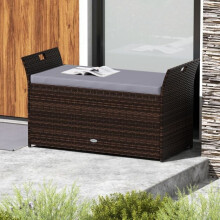 Aufbewahrungsbank für den Außenbereich, PE-Rattan, 260 l