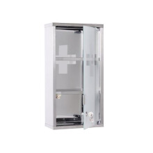 Armoire à pharmacie murale - HELLOSHOP26 - Réf. 21_0000078 - Verrouillable 2 clés - Acier inoxydable - Porte verre dépoli