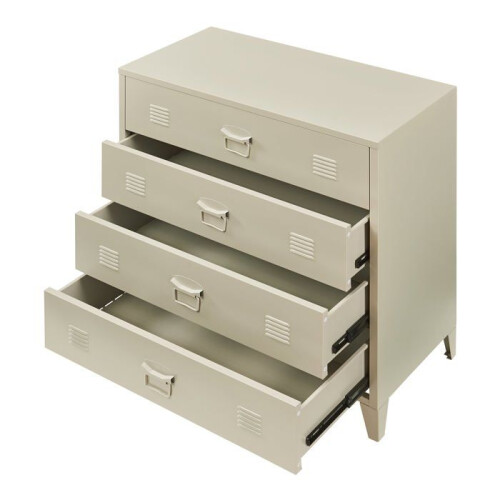 Commodes - HELLOSHOP26 - Industrielle - 4 tiroirs - Acier - 80x40x92 cm 2