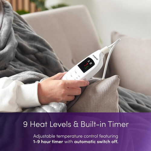 Emperial Heated Throw Electric Blanket Soft Fleece 9 Hr Timer Machine Washable 1