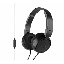 Roxel RX110 Powerful Bass Lightweight Wired Foldable Headphones with Mic, Black