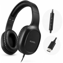 Roxel RX-90C USB-C Wired Over-Ear Headphones, Mic & Inline Control, 1.5m Cable,B