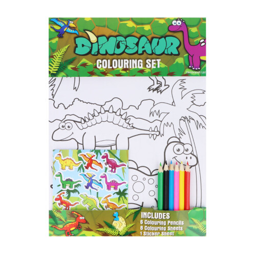 (1 Colouring Set) Dinosaur Colouring Set with Stickers