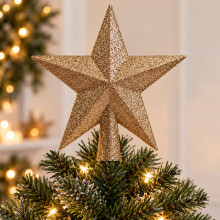 Caramel Brown Christmas Tree Topper Star Plastic