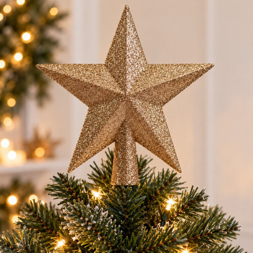 Caramel Brown Christmas Tree Topper Star Plastic