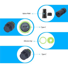 10 Gbps IP68 Waterdichte USB Type-C-Connector met Één Poort, Versie 3.1, Geschikt voor Buitengebruik