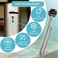 Upgraded 02582 Water Heater Element 4500W 240V, Screw-in Foldback Stainless Steel Replacement for Electric Water Heaters