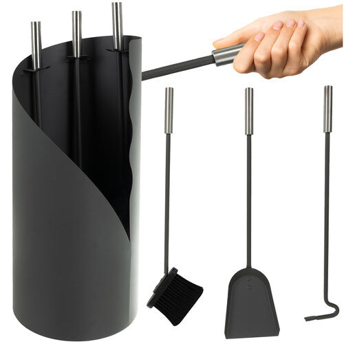 Kaminbesteck-Set, Stahl, 4-in-1 mit Ständer 1