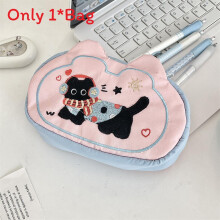 (Pink) Playful Cat Dog Stationery Case With Zipper Closure And Ample Space For Pens Coins