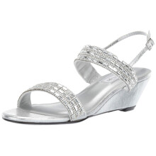 Touch Ups Women's Allison Wedge Sandal, Silver, 10.5 M US