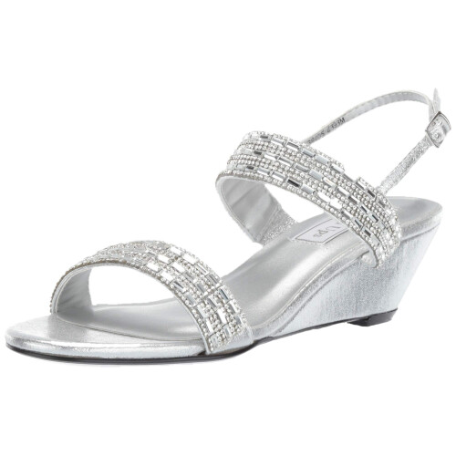 Touch Ups Women's Allison Wedge Sandal, Silver, 10.5 M US