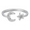 Sterling Silver Cubic Zirconia Moon And Star Design Adjustable Ring 1