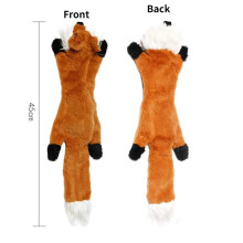 (Fox) No-Stuffing Plush Dog Toys Indestructible Pet Puppy Chew Squeaker Squeaky Toy