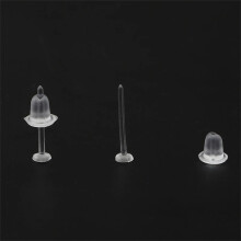 (01 / 4x12mm 200ocs) Clear Plastic Stud Earrings Hypoallergenic Invisible Piercing Retainers 100/200