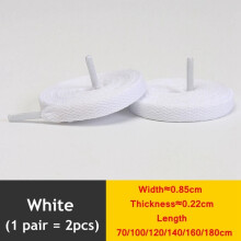 (WHITE / 140cm) Flat Shoe Laces 8mm Trainer Sneaker Boot Replacement Shoelaces