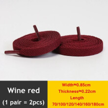 (Wine red / 140cm) Flat Shoe Laces 8mm Trainer Sneaker Boot Replacement Shoelaces