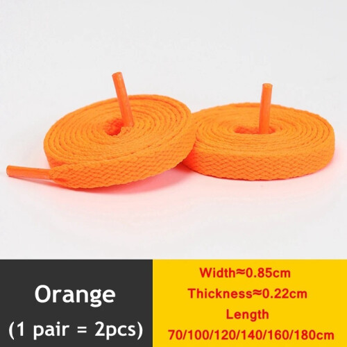 (Orange / 180 cm) Flat Shoe Laces 8mm Trainer Sneaker Boot Replacement Shoelaces