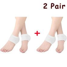(White-2 Pair) 2PCS Silicone Gel Heel Protector Sleeves Heel Cushion Support Foot Care Pads
