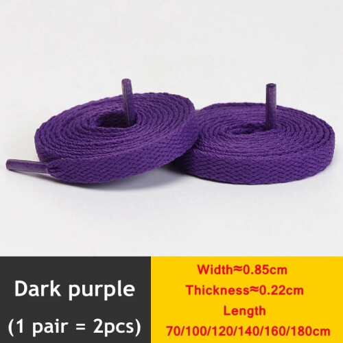 (Dark purple / 100cm) Flat Shoe Laces 8mm Trainer Sneaker Boot Replacement Shoelaces