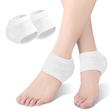 (WHITE) 2PCS Silicone Gel Heel Protector Sleeves Heel Cushion Support Foot Care Pads
