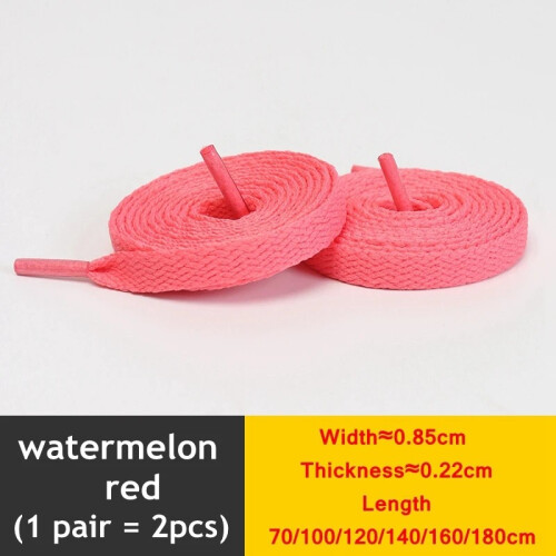 (Watermelon red / 140cm) Flat Shoe Laces 8mm Trainer Sneaker Boot Replacement Shoelaces