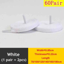 (White-60pair / 120cm) Flat Shoe Laces 8mm Trainer Sneaker Boot Replacement Shoelaces
