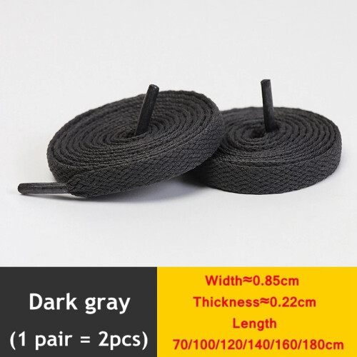 (Dark Grey / 120cm) Flat Shoe Laces 8mm Trainer Sneaker Boot Replacement Shoelaces