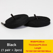 (black / 140cm) Flat Shoe Laces 8mm Trainer Sneaker Boot Replacement Shoelaces