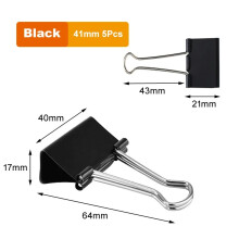 (41mm 5Pc) Foldback Binder Clips Metal Paper Clips 15 19 25 32 41 51mm 5-30PCS