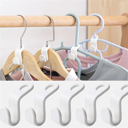 (White / 3PCS) Clothes Hanger Connector Hooks Space Saving Cascading Wardrobe Organiser Clips 1