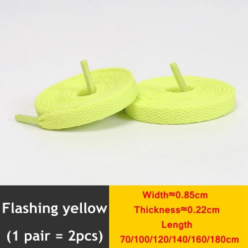 (Lightning Yellow / 160cm) Flat Shoe Laces 8mm Trainer Sneaker Boot Replacement Shoelaces