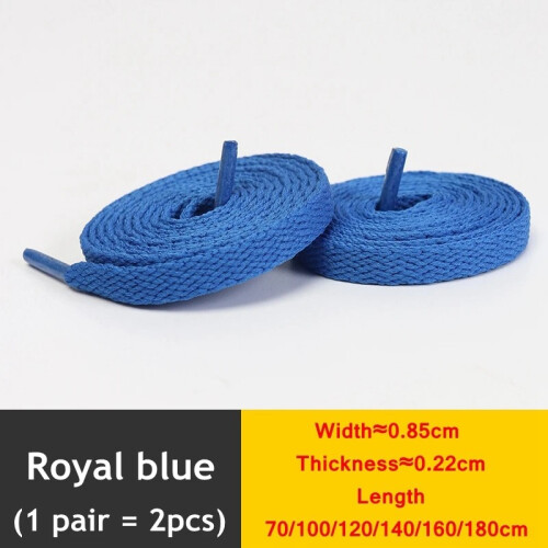 (Royal blue / 100cm) Flat Shoe Laces 8mm Trainer Sneaker Boot Replacement Shoelaces