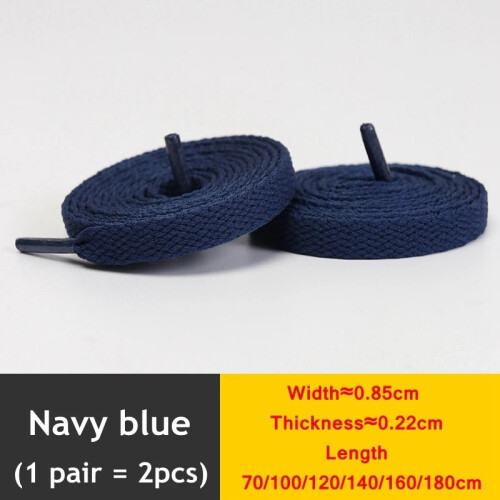 (Navy blue / 180 cm) Flat Shoe Laces 8mm Trainer Sneaker Boot Replacement Shoelaces