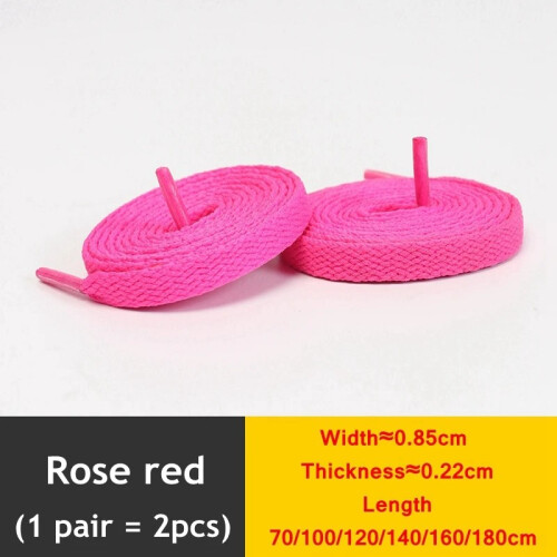 (Rose red / 160cm) Flat Shoe Laces 8mm Trainer Sneaker Boot Replacement Shoelaces