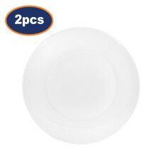 Porcelain Side Plate White Set of 2 Dessert Dish Round Scratch Resistant 19cm
