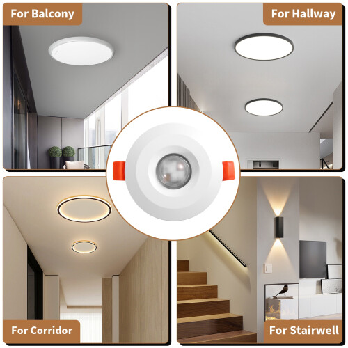 Human Body Sensor Light, 24G Adjustable  Presence Sensor, Suitable for Corridors, Hallways, Staircases, Entrances