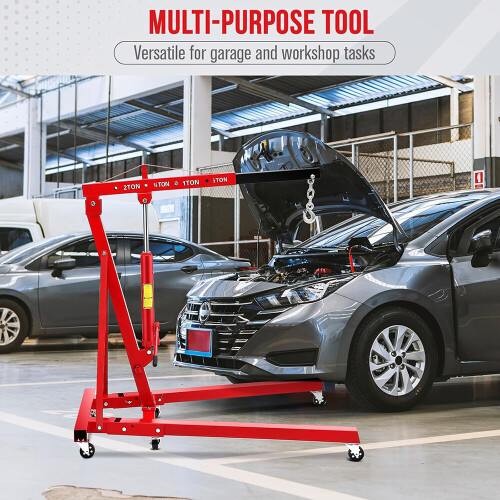 2 Ton Hydraulic Folding Engine Crane Stand Hoist Lift Jack Workshop Adjustable 2